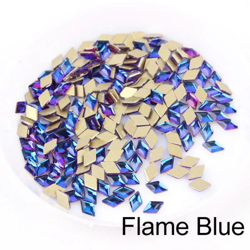 Flame bule 30/100 шт ромбовидные Стразы для ногтей, кристаллы, стеклянные камни для дизайна ногтей, декоративные подвески, драгоценные камни, ювелирные изделия, аксессуары - Цвет: Flame bule