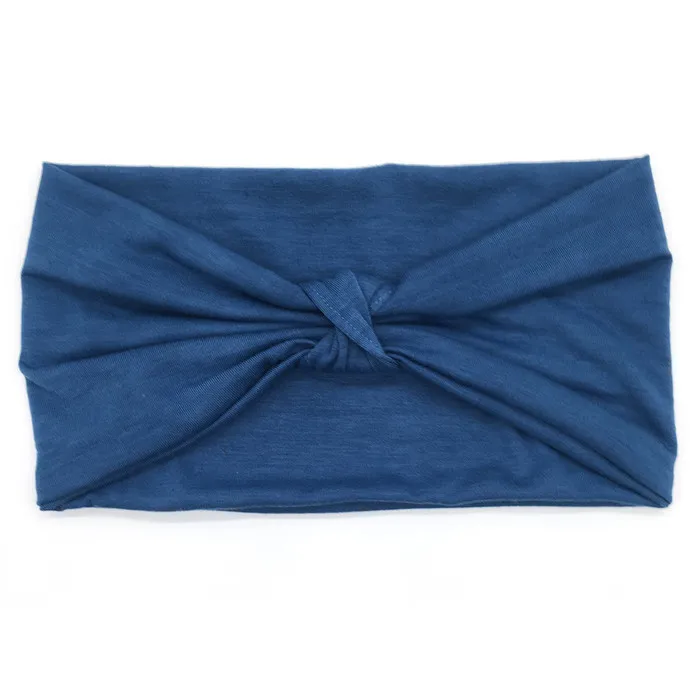 navy blue Новинка, хлопковая широкая повязка на голову, эластичная Женская повязка на голову, аксессуары для волос, тюрбан, повязка на голову, повязка на голову, бандана - Цвет: navy blue