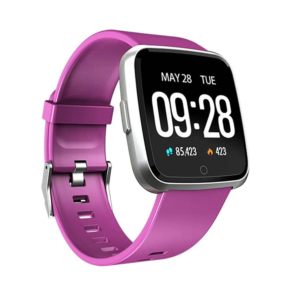 SCELTECH Y7 длительное время ожидания умные часы кровяное давление кислород Smartwatch водонепроницаемый BT4.0 монитор сердечного ритма для IOS Android - Цвет: Silicone Purple