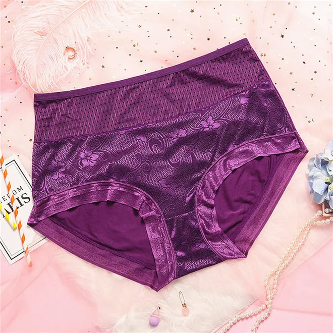 purple KYRA/супер большой размер, жаккардовые модальные трусики, женское нижнее белье, трусы больших размеров, мягкие кружевные вискозные трусики 4XL 5XL 6XL - Цвет: purple