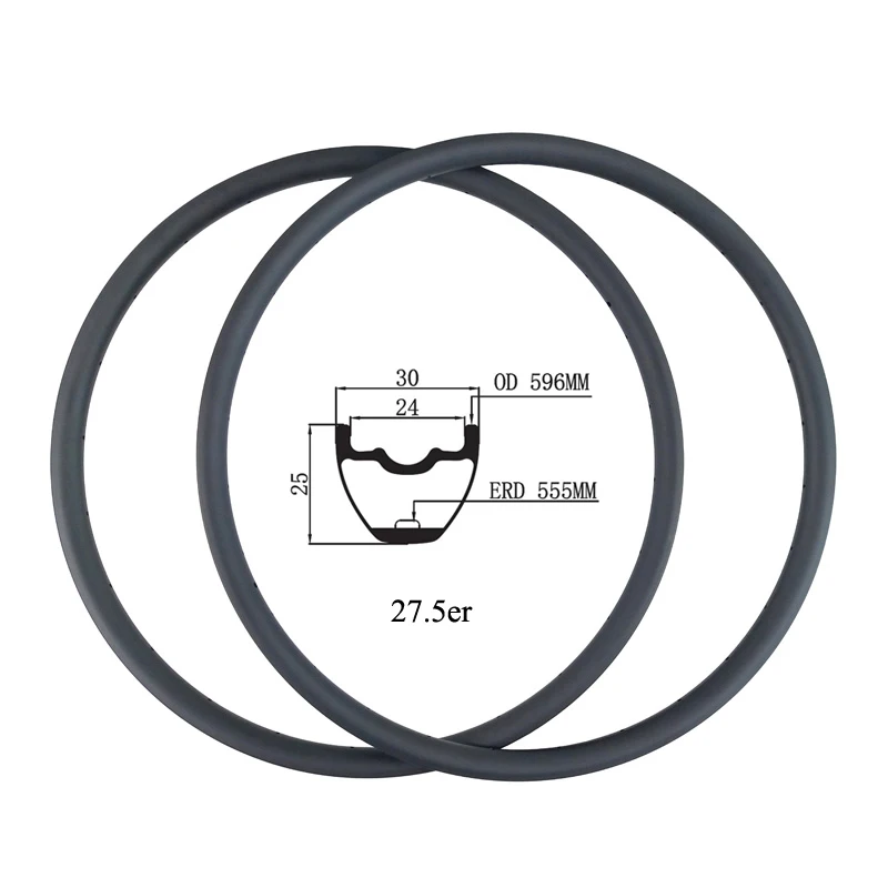 

650B 27.5er MTB XC 30mm x 25mm carbon rims 27.5inch inner width 24mm cross country mountain bicycle rim 24 28 32 holes UD 3K