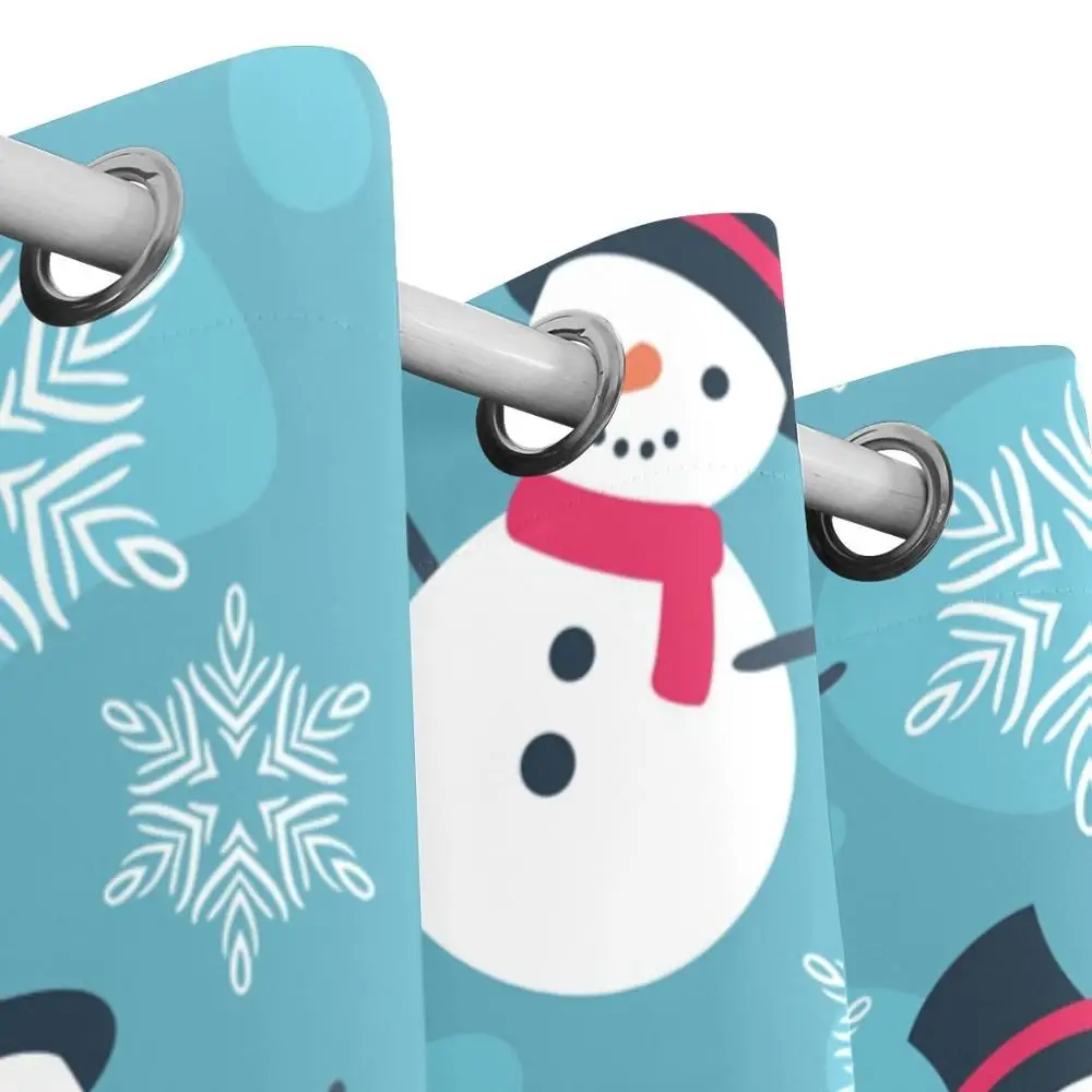 Рождественская снеговик занавески со снежинками затемняющие панели Grommet