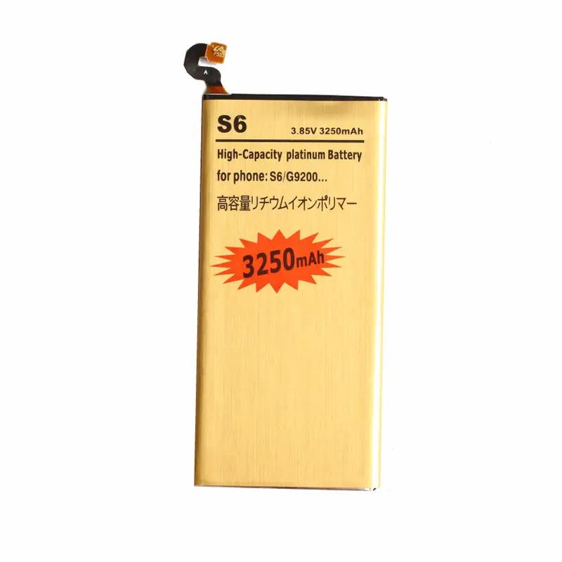 Сменный золотой аккумулятор для Samsung Galaxy S6 G9200 G920f G920i G920A G925S G920K G920L G920S G920T 3250 мАч 1