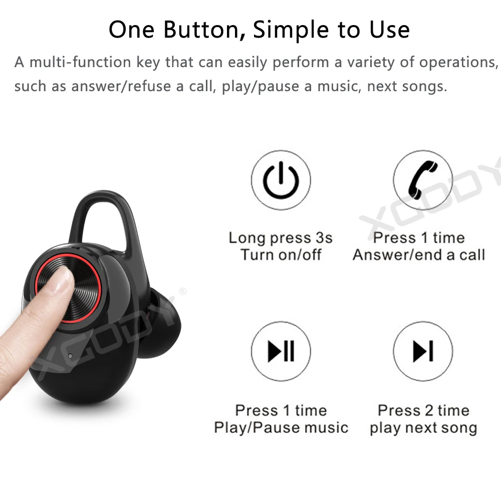 XGODY V5 наушники-вкладыши TWS Bluetooth наушники 5 0 стерео мини True Беспроводной гарнитура