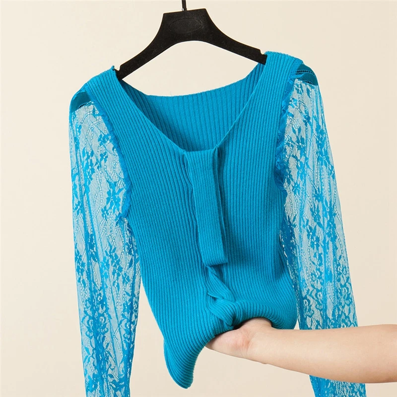 2018 New Designer Women Knitted Sweater Spring Autumn Brand Ladies Pullovers Hollolw Out Sweaters Femme Slim Halter Tops Lace | Женская