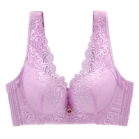 sexy vest wide shoulder strap five breasted bra super large code lingerie large cup wireless gather together lace fat mm