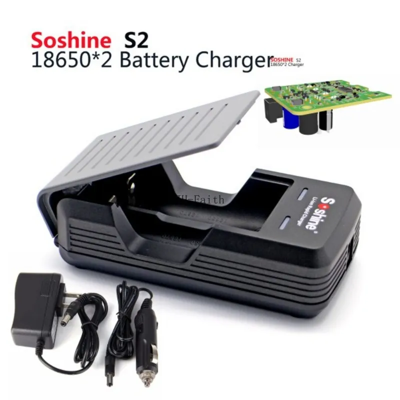 Soshine S2 2 слота Электрический с автомобильным кабелем для 18650 17650 аккумуляторов 100 -