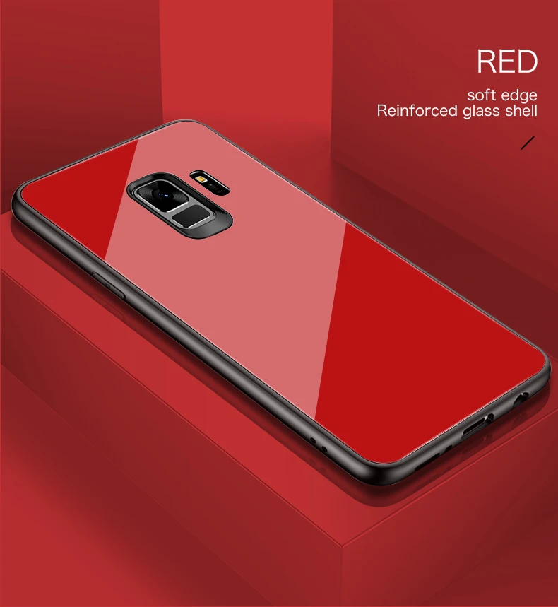 Роскошный зеркальный чехол из закаленного стекла для телефона для samsung Galaxy S10 e S9 S8 5G Plus Note 10 9 8 Plus Защитная силиконовая крышка Funda - Цвет: Red