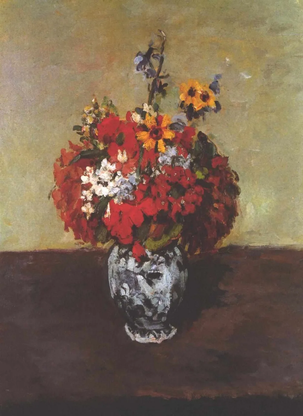 Ручная работа Картина маслом Размножение на льняном холсте dahlias in a delft ваза от paul