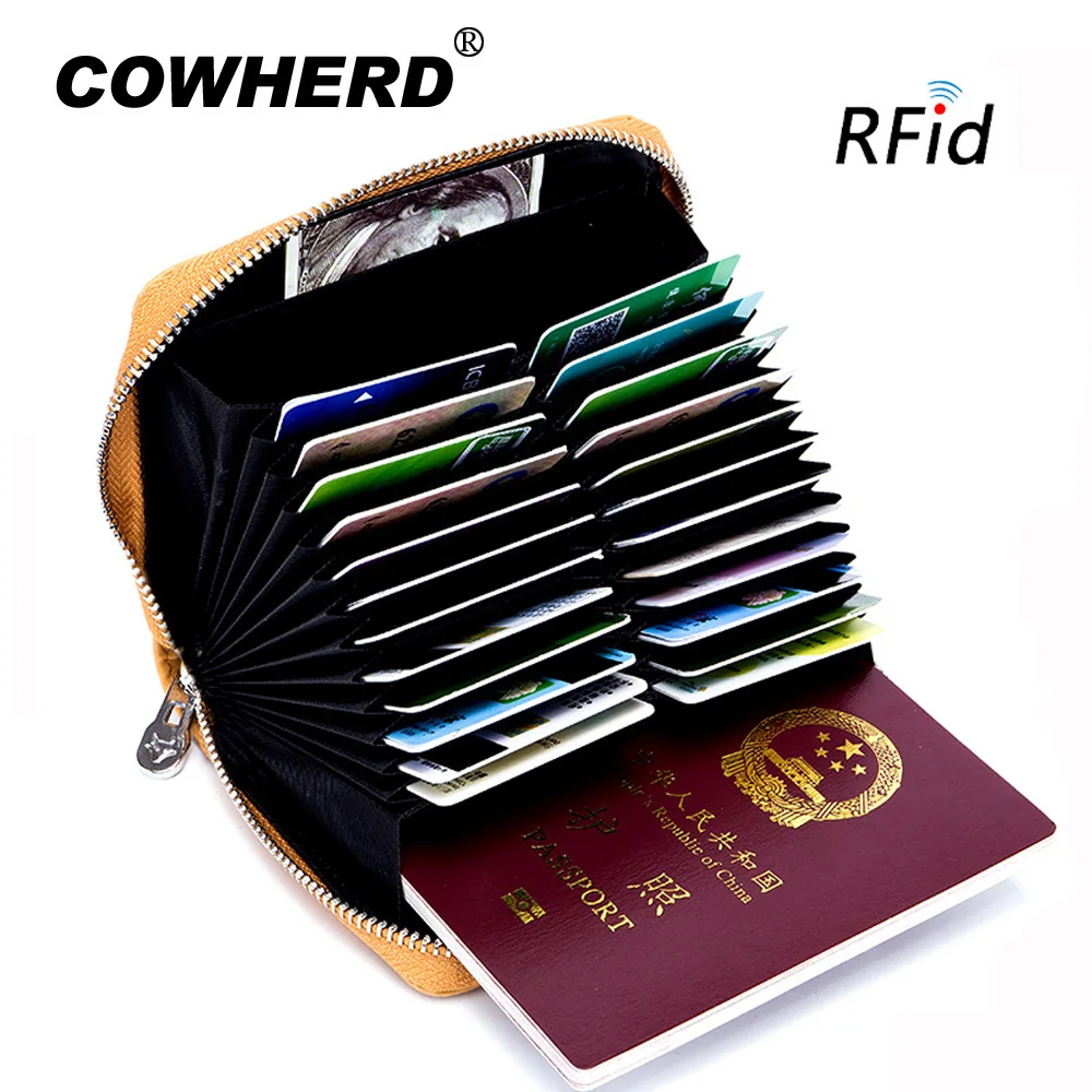 Cowherd RFID натуральная кожа для женщин и мужчин держатель карт кошельки кошелек