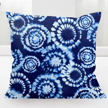 BlessLiving Blue Tie Dye Pillow Covers Watercolor White Tye Dye Home Decorative Pillow Cases Ethnic Wolf Cushion Covers 2