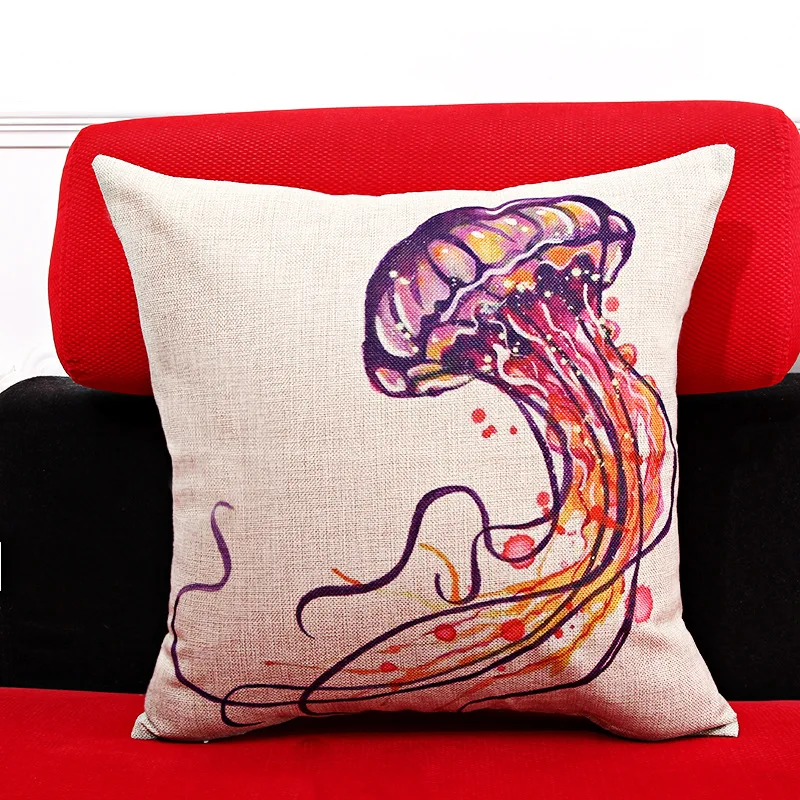 Белье морской жизни квадратный узор Чехол для подушки диван 18x18 cm не включают в