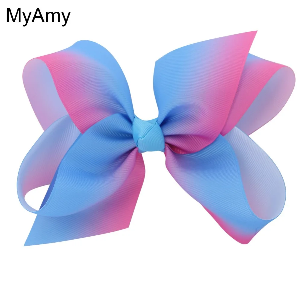 MyAmy 24pcs/lot 6'' grosgrain ribbon hair bows WITH alligator clips boutique rainbows bow girls hairbow For Teens Gift | Детская