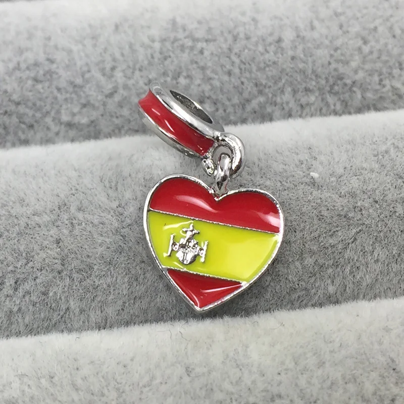 Флаг Испании красно желтая эмалированная подвеска Европейские Бусины подходят