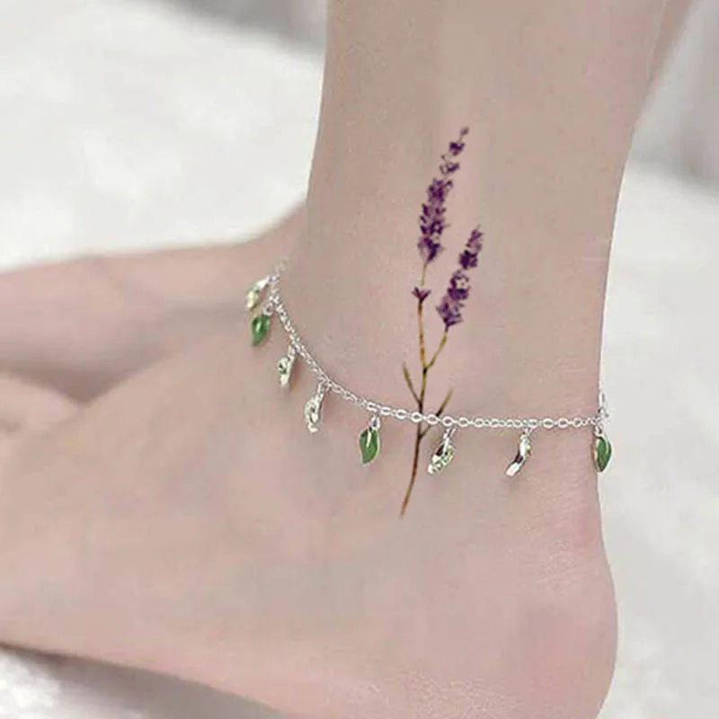 5pcs/lot Waterproof Temporary Tattoo sticker cute sexy lavender flowers Leaves tatoo Water Transfer fake tattoo for kid Adult | Красота и