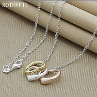 doteffil 925 sterling silver 18 inch chain rose gold tricolor heart pendant necklace for women wedding engagement jewelry