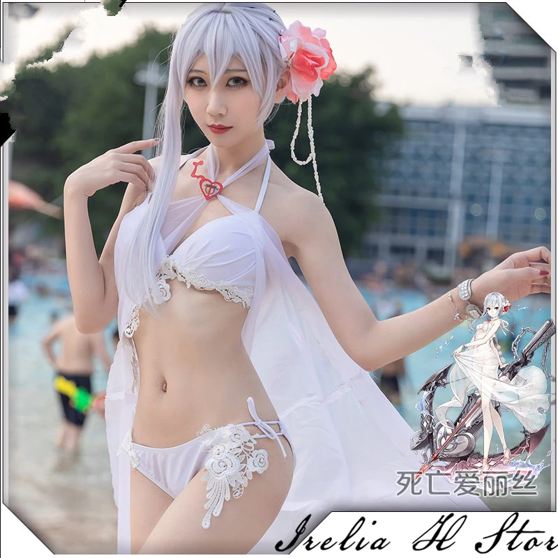 {STOCK}SINoALICE снежно-белый купальник костюм для косплея летний комплект сексуального