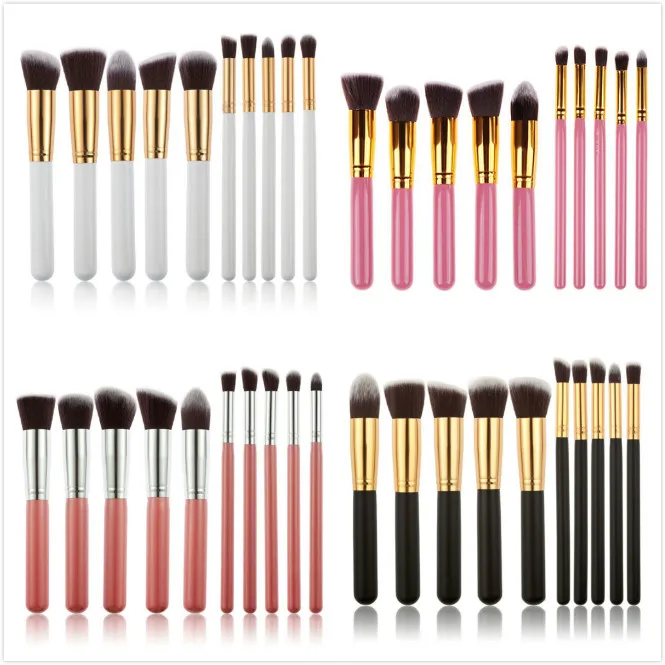 

Wholesale New 200set Makeup Brushes 10pcs Make Up Beauty Brush Set Blusher Powder Cream Brush Cosmetic Multi-Function Blend Tool