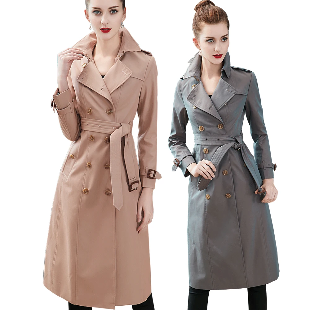Для женщин длинный плащ пальто бурелом Верхняя одежда куртки леди 100% хлопок