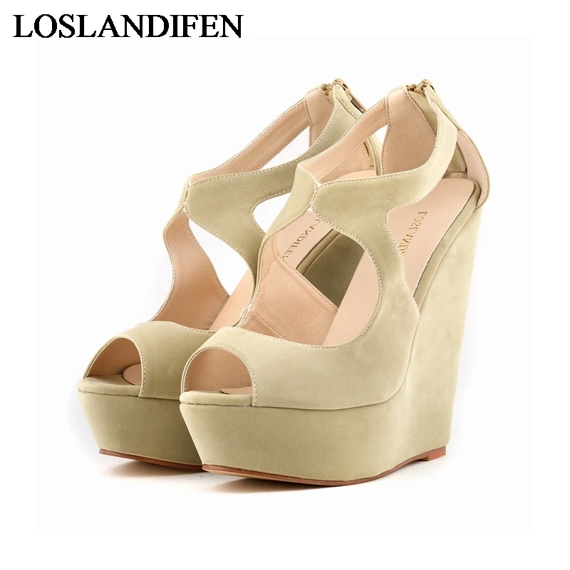 

2020 Fashion Thick Platform Wedge Sandals Comfortable High Heel Shoes Ankle Buckle Sandals Hot Sale Shoes Women NLK-C0097