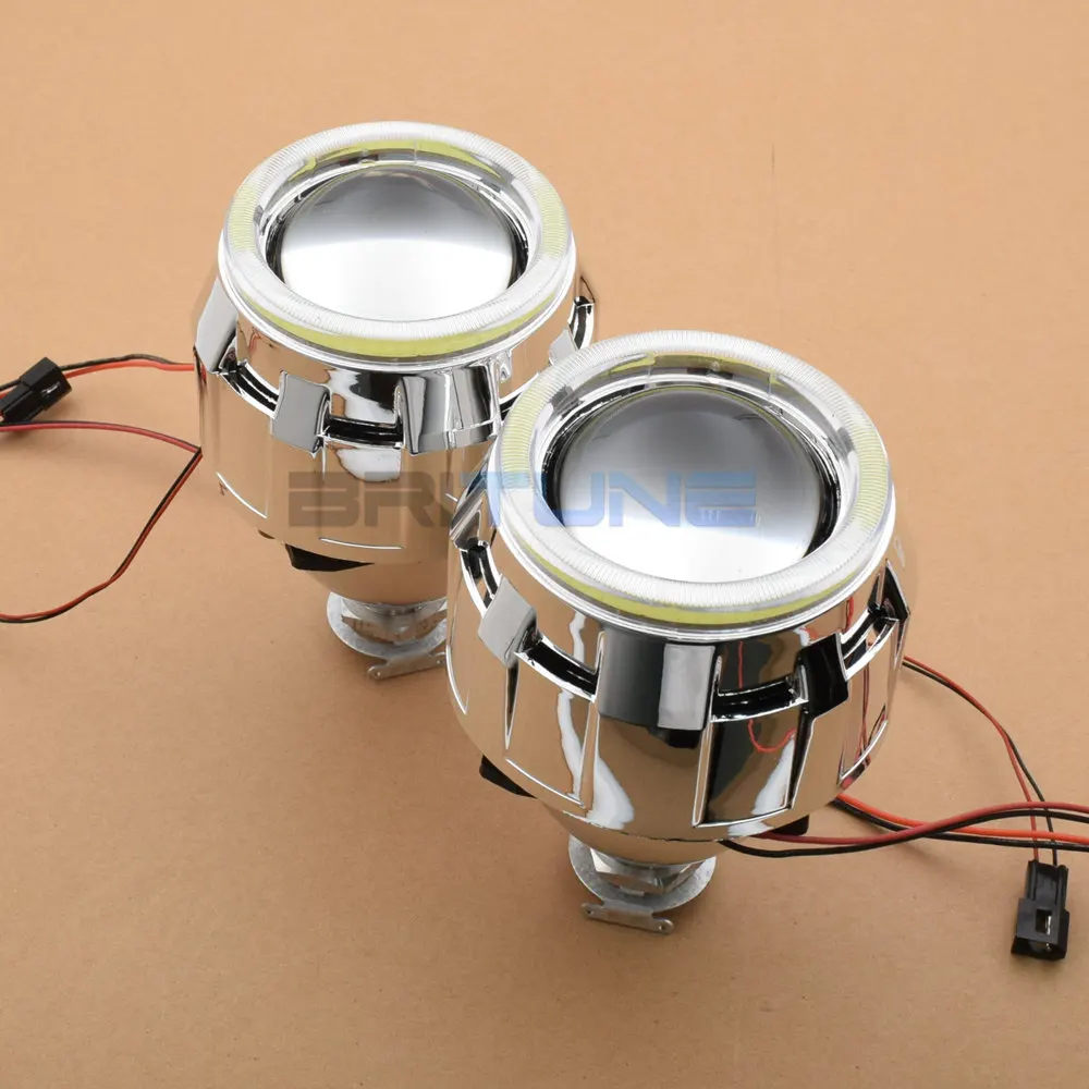Обновленный 8,0 линзы в фаре мини 2,5 ''HID Биксенон проектор Объектив светодиодный COB DRL Ангел Дьявол глаза Halo H1 H4 H7 налобный фонарь DIY