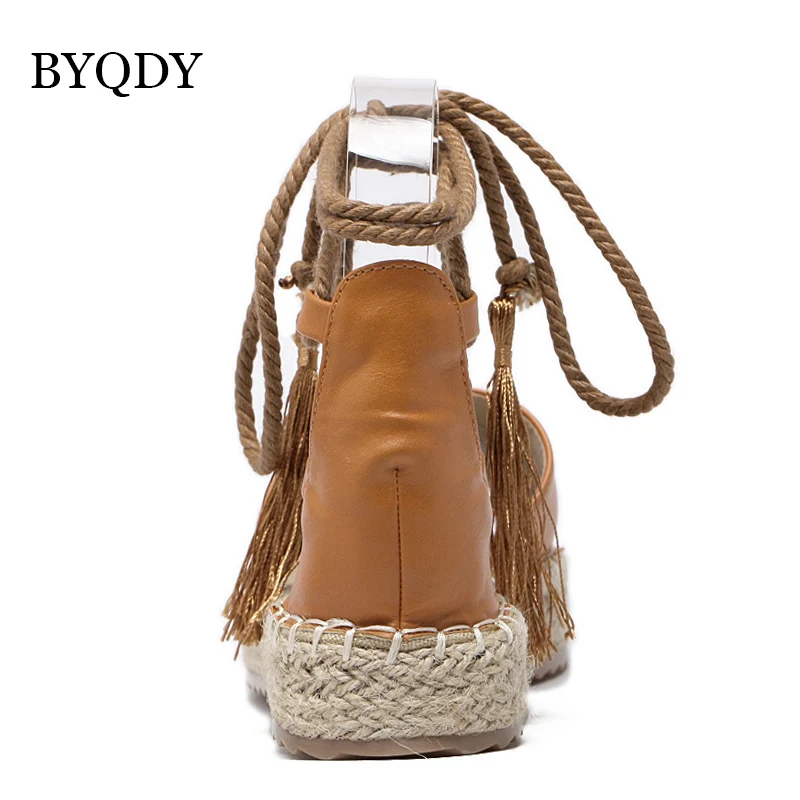 BYQDY/Летняя Пляжная женская обувь Espadrilles Сандалии гладиаторы с открытым носком