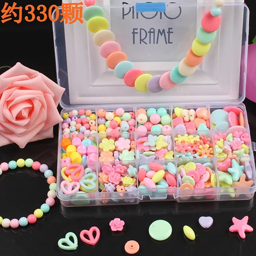 330Pcs Warm 1 коробка DIY бисер игрушки для детей ожерелья, браслеты, ювелирные изделия для изготовления бисера Набор для девочек развивающие игрушки подарок - Цвет: 330Pcs Warm