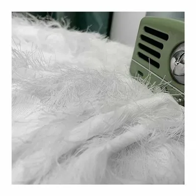 Exquisite cut flower three-dimensional feather tassel fabric Perspective texture mesh fashion fabric HG01