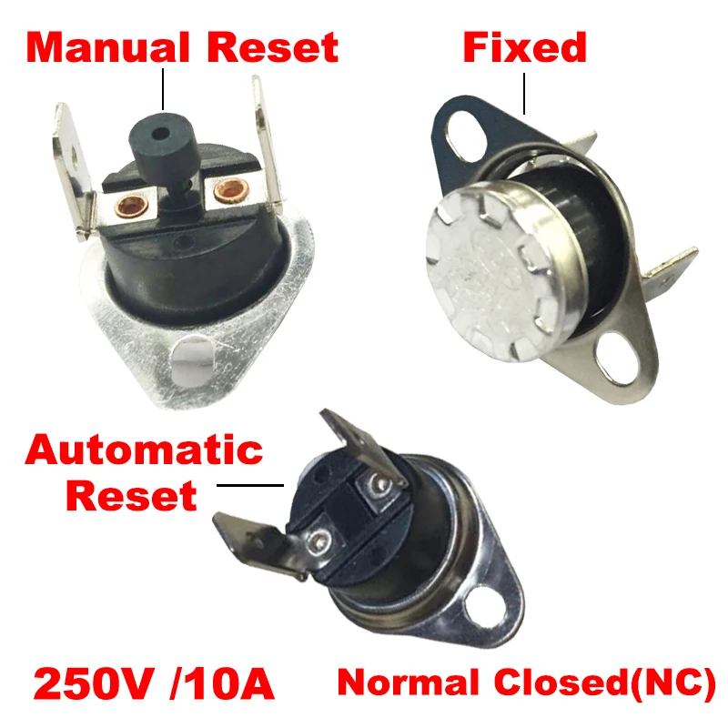 105 110 115 Degree 10A KSD301 Self Automatic Manual Hand Reset Fixed Normal Close NC Heater Themostat Temperature Control Switch