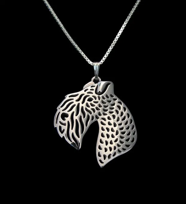 1 шт. золотистое и серебристое ожерелье Керри синего терьера кулон с 3D вырезом