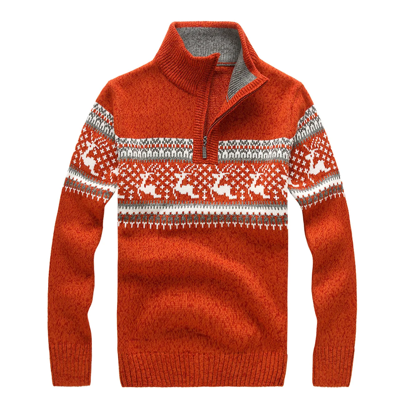 Men's Autumn Winter Brand Turtleneck Sweater Men Cashmere Warm Pullover Sweaters Male Christmas Deer Pattern Knitted Jumper | Мужская