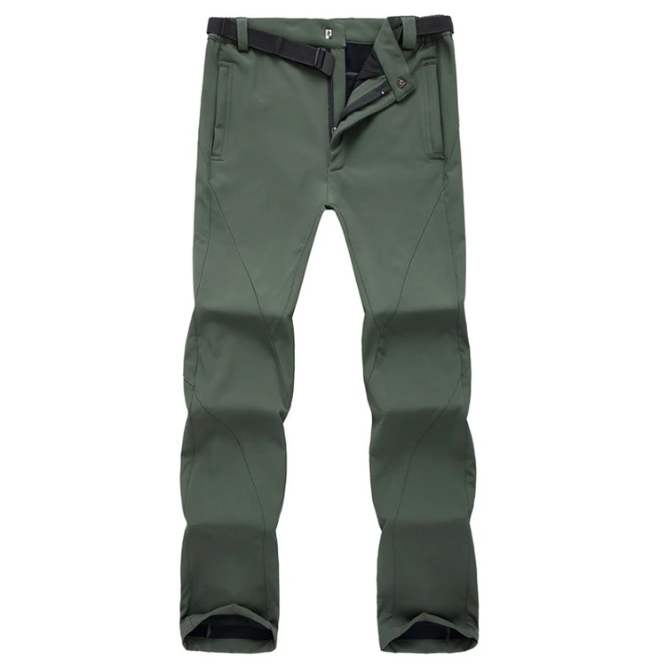 Man Army Green Женские и мужские толстые теплые флисовые софтшелл брюки для рыбалки, кемпинга, походов, лыжного спорта водонепроницаемые ветрозащитные зимние женские брюки - Цвет: Man Army Green