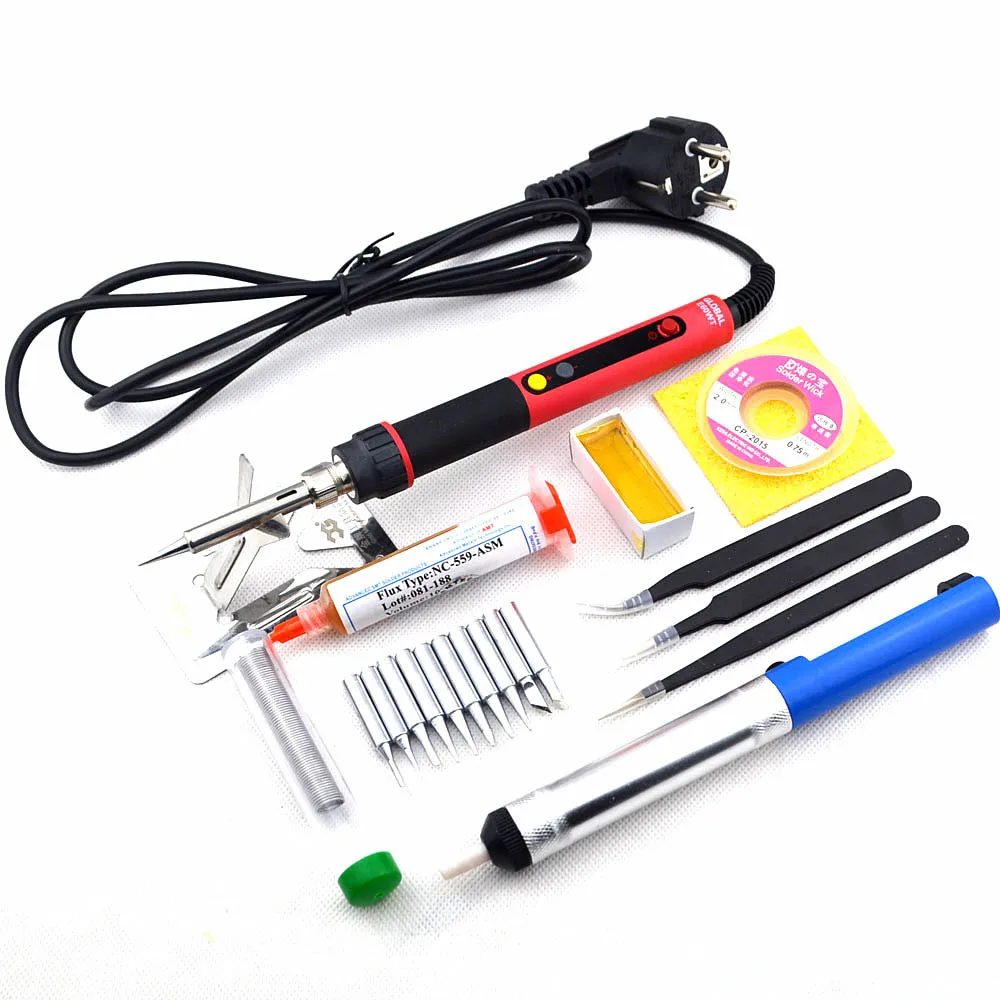 E60W TOOL SET CXG E60W Профессиональный СВЕТОДИОДНЫЙ Цифровой Регулируемый Электрический паяльник постоянная температура паяльная станция Комплект сварочный Rep - Цвет: E60W TOOL SET