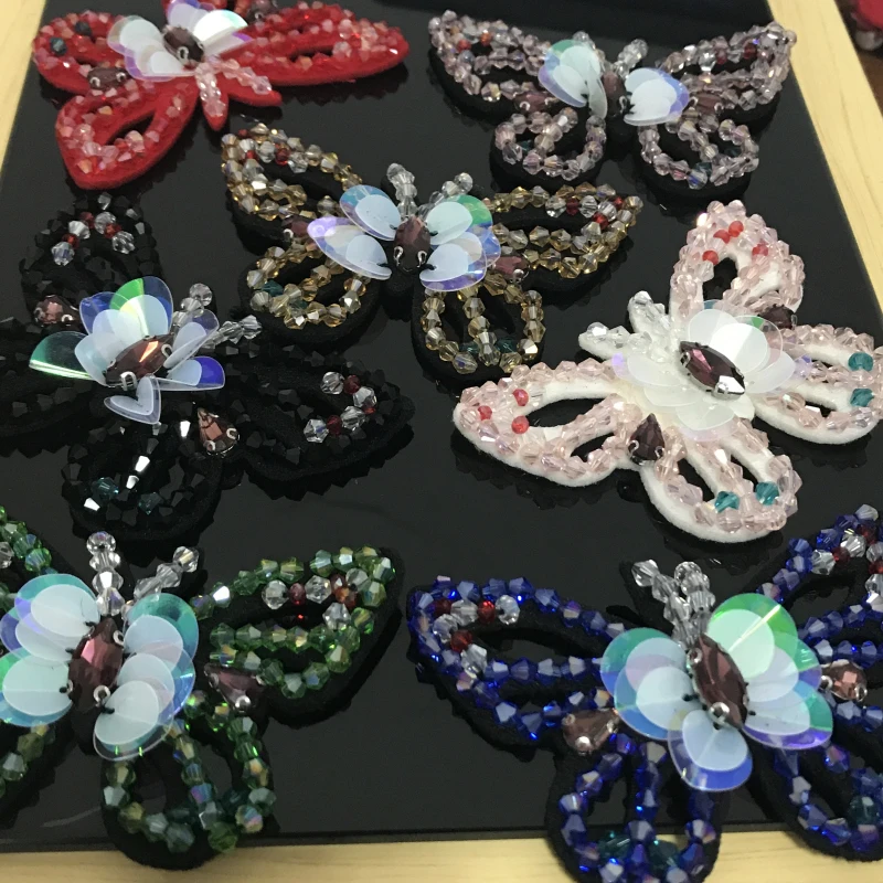 4 шт./лот блестящий бисер с цветной аппликацией в виде бабочки одежда для сумки