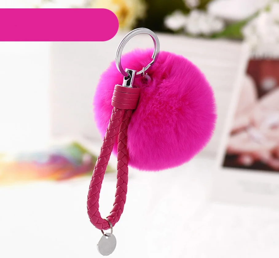 Модный брелок HC 8 см из натурального кроличьего меха|fluffy keychain|key chain ringbag keychain |