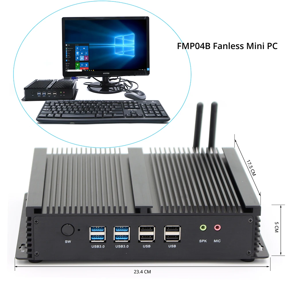 Безвентиляторный мини ПК Core i7 5500U I7 4200U i5 Windows Linux Dual LAN NICS 6 * RS232 сервер 2955U