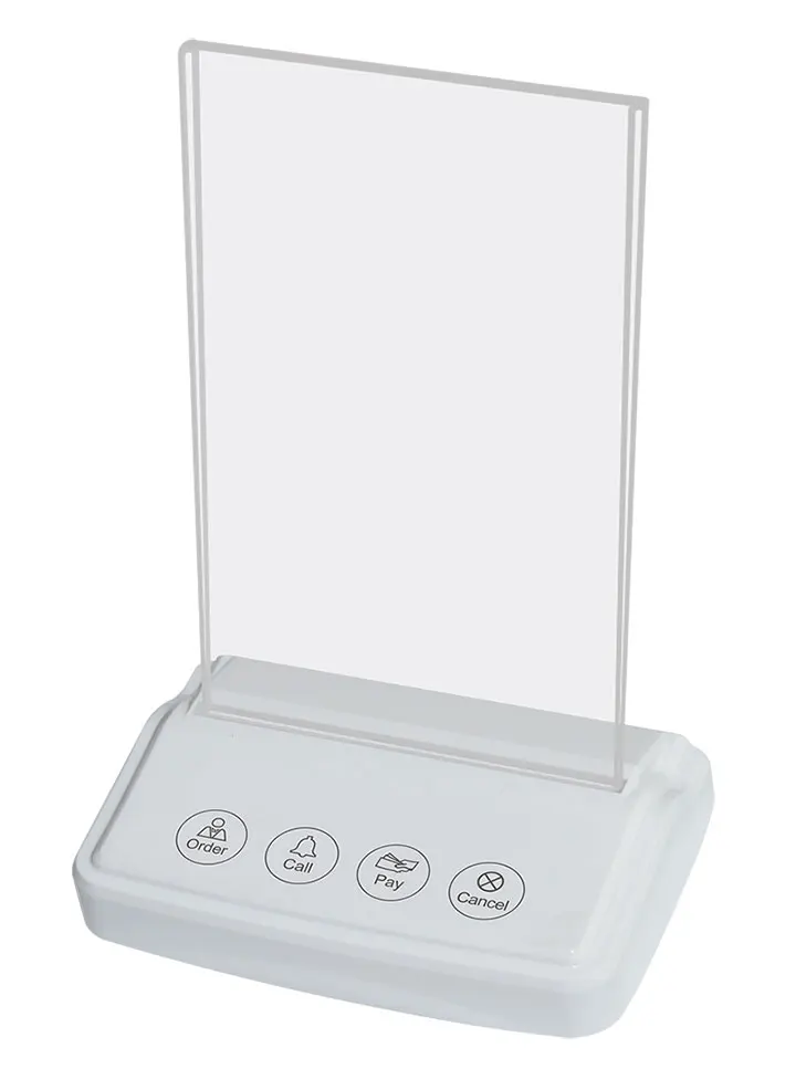 4-button touch press wireless calling button , desktop caller with menu card ,waiter call and Restaurant call service