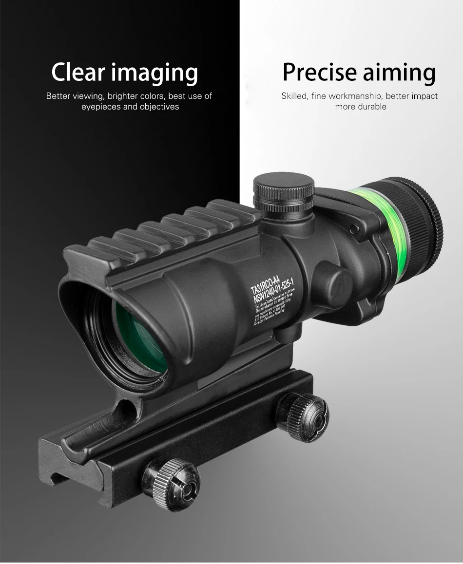 Охотничий Прицел ACOG 4X32 Rail оптика Красная Зеленая точка крест освещение стекло травленая сетка тактический оптический прицел