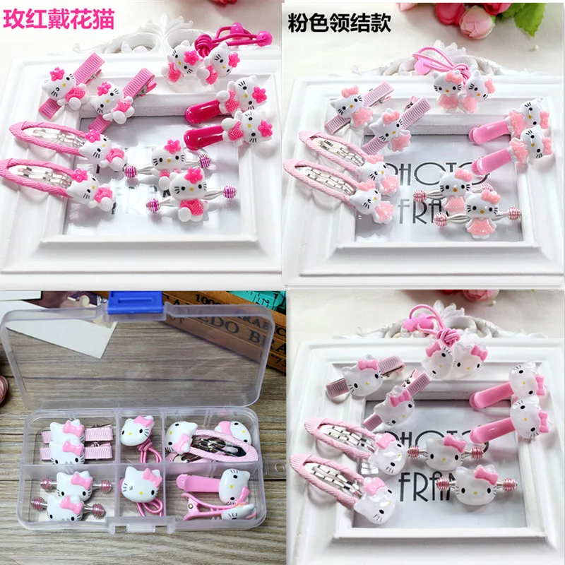 Модная детская Головные уборы 10 шт./компл. рисунок «Hello Kitty» Заколки для волос резинки Эластичная лента Женские аксессуары для волос заколки резинки для волос для милого малыша
