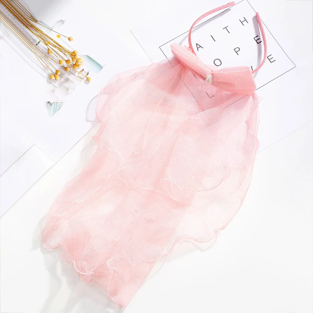 Химера девушка вуаль повязка тюлевые Свадебные вуали 2 слоя розовый длинный