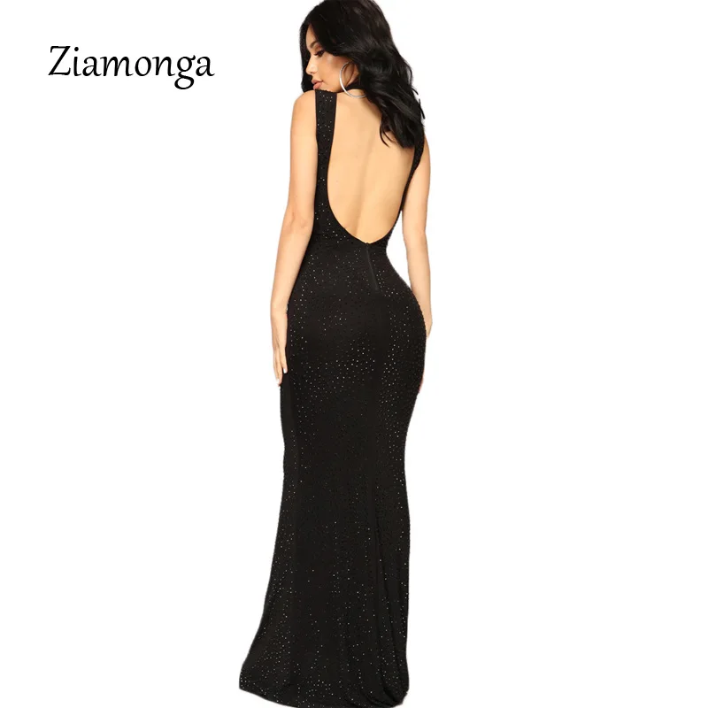 Ziamonga 2019 Vestidos Сексуальная блестками без рукавов трубы высокое средства ухода за