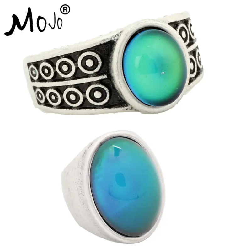 2 шт античные посеребренные Меняющие цвет кольца для настроения меняющие