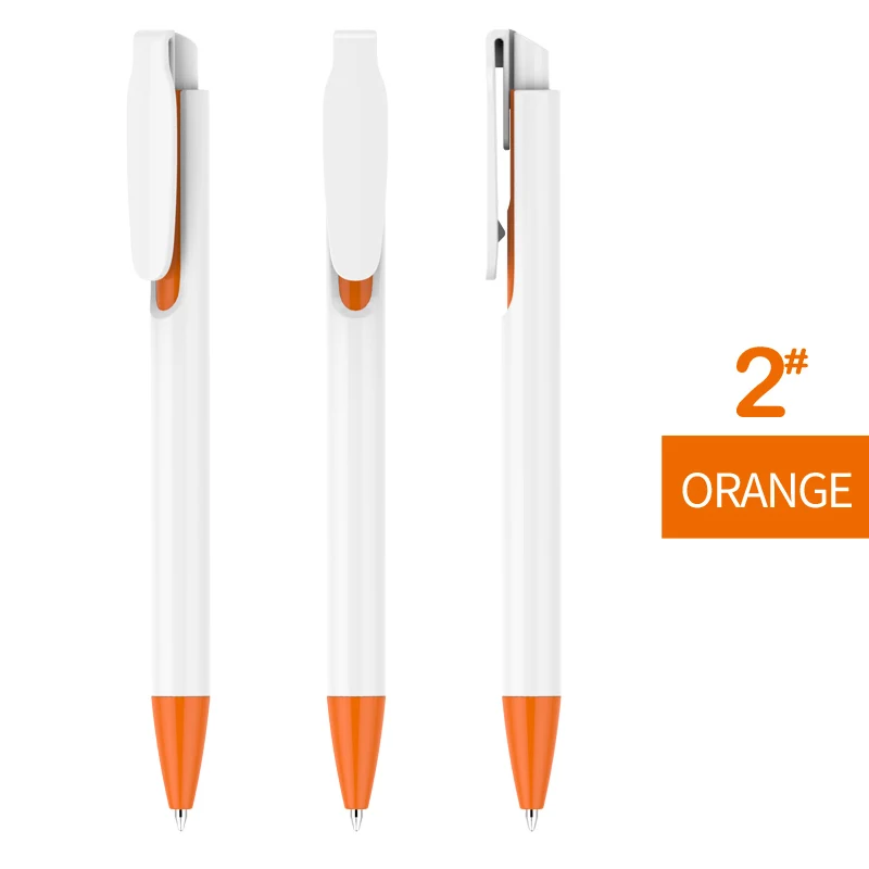 Orange(white) 200 шт./партия на заказ Печать клик действие пластиковые шариковые ручки для письма рекламные ручки - Цвет: Orange(white)