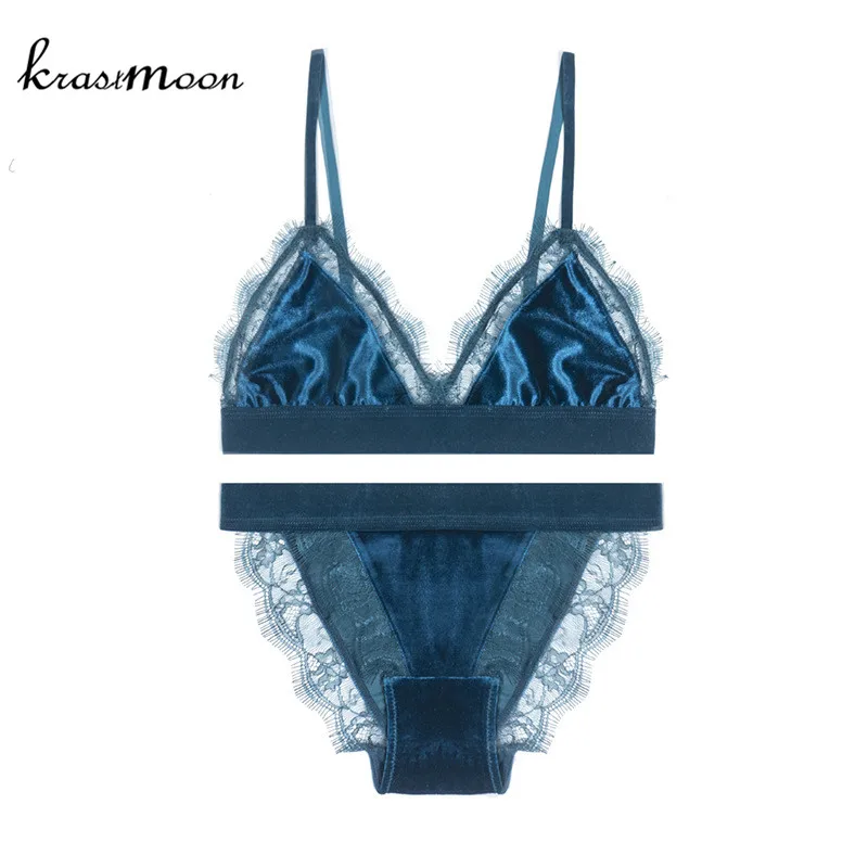 

2018 Winter Fashion Velvet Eyelash Sexy Thin Cup Transparent Lace Bra Set Women Wire Free Comfortable Bras