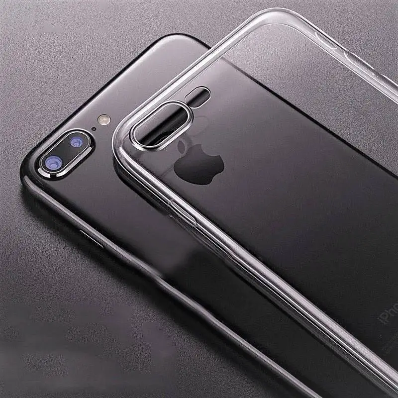 Прозрачный мягкий чехол для iPhone 7 8 Plus ультратонкий Кристальный ударопрочный