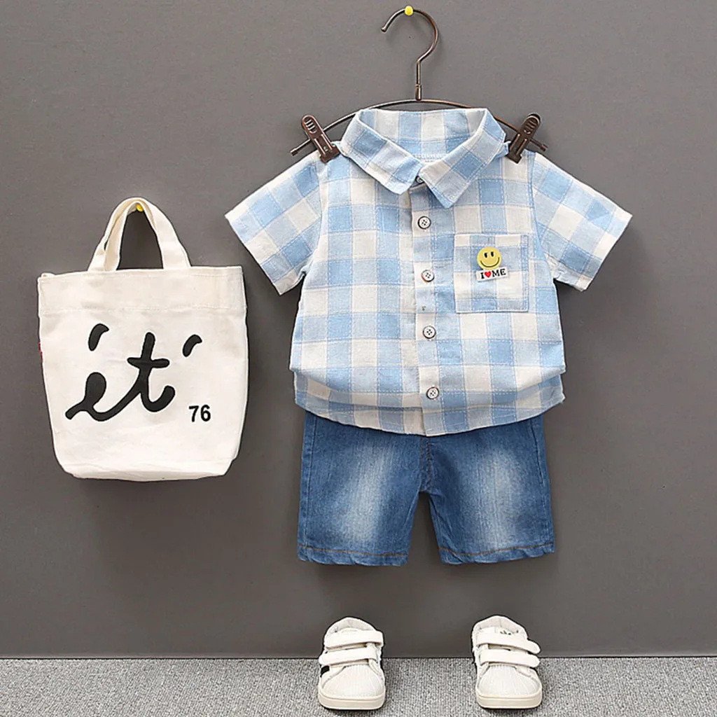 Комплект одежды для маленьких мальчиков и девочек с короткими рукавами