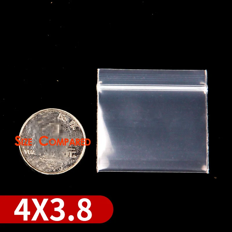 Clear 4x3.8CM Красное голубое обрамление толстом каблуке прозрачные пакеты с застежкой zip-lock небольшой Пластик мешок с застежкой-молнией 100 шт. несколько Размеры Ziplock таблетки расфасованный по пакетам - Цвет: Clear 4x3.8CM