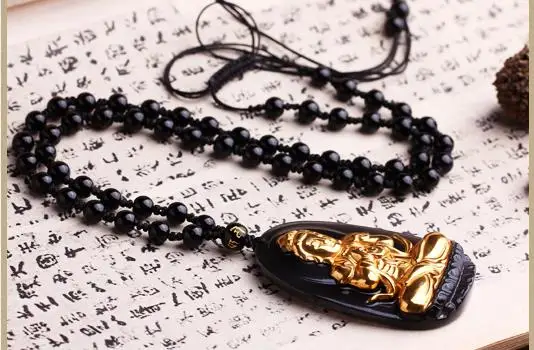 Легкое ожерелье с подвеской из обсидиана и авалокитесвара Авалокитешвара крыса