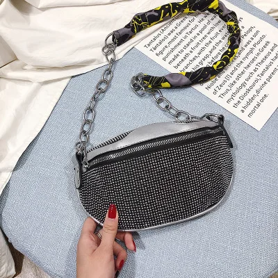 Новинка 2019 поясная сумка Женская роскошная кожаная нагрудная черного цвета