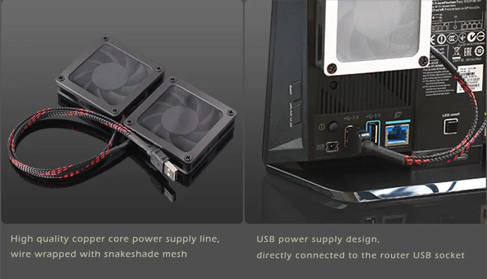 Asus Ac68u EX6200 AC15 AC68U 70 мм вентилятор охлаждения Радиатор USB/мощность бесшумное охлаждение регулятор температуры и скорости